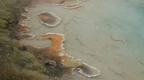 Colorful Bacteria in Hot Thermal Pool Stock Footage