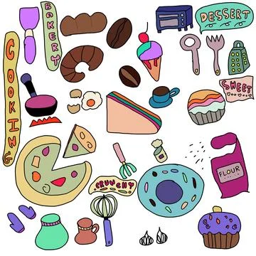 Colorful bakery artwork in cartoon characters,basic and easy design Stock Illustration