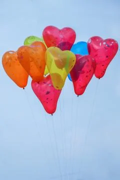 Colorful Balloon in the blue sky Stock Photos