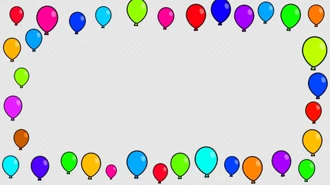 Colorful Balloon Frame Border 2D Illustration 4K Loop Alpha Vídeos de archivo 334845709