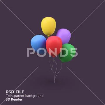 Colorful balloon isolated 3d render icon illustration PSDテンプレート
