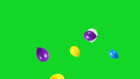 Colorful Balloons Bouncing Up on Green Screen Background Video stock 348392818