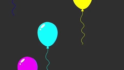Colorful Balloons Floating on Dark Background Animation Vídeos de archivo 334357574