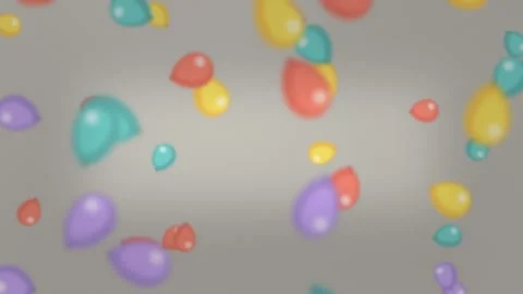 Colorful balloons floating on gray background. 2d animation Stock Footage 345557218