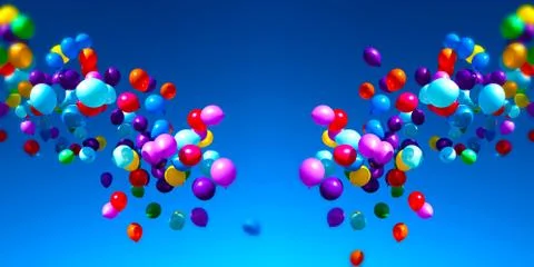 Colorful Balloons flying in the sky party Stock Photos