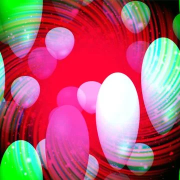 Colorful balloons front a firework Illustrazione stock