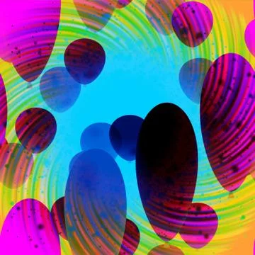 Colorful balloons front a firework Stock Illustration