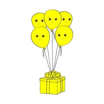 Colorful balloons packed in a box Stock Illustration