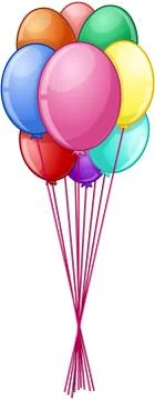 Colorful Balloons On String Stock Illustration