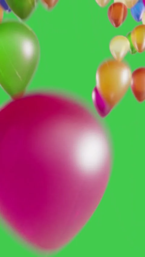 Colorful Balloons Vertical Green Screen Video Overlay Stock Footage 344767078