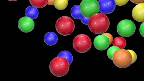 Colorful balls falling with black background with alpha channel Stock Footage 145264666