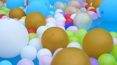 Colorful balls float in the pool Stock Footage 200932462