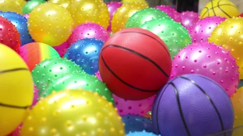 Colorful Balls Inside Of An Arcade Game Stock Footage 335666741