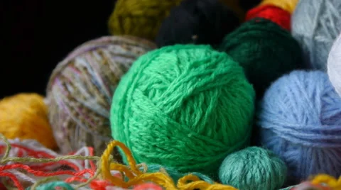 Colorful Balls Of Wool Thread For Knitting Stock Footage 65403933