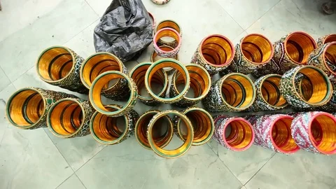 Colorful Bangles India Stock Footage 73619583