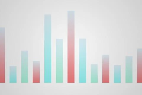 Colorful bar chart with data analysis on light grey background 库存照片