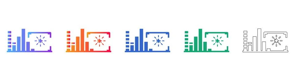 Colorful Bar Chart Data Analytics Icon Set 스톡 일러스트