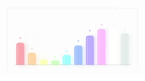 Colorful Bar Chart Data Visualization with Rising Trend and Dots Stock Footage 346660396