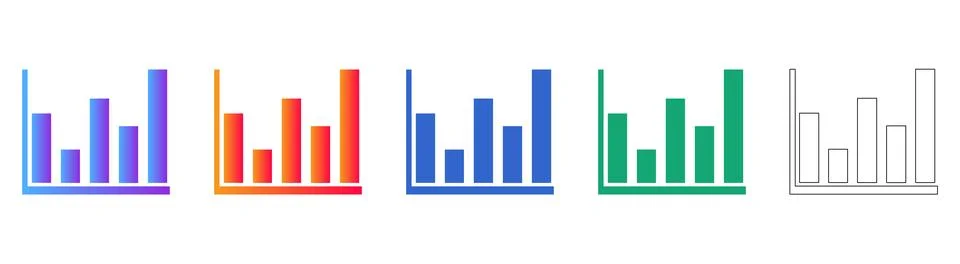 Colorful Bar Chart Data Visualization Icons Set Stockillustratie
