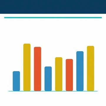 Colorful bar chart with different height bars on transparent background ill.. Stock Illustration
