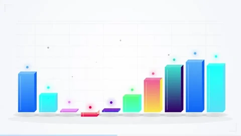 Colorful Bar Chart Falling Downwards Graph Declining Business Data Statistics Stock Footage 346661741