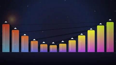 Colorful Bar Chart Graph Data Visualization Abstract Background with Night Sk Stock Footage 346661873