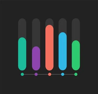 Colorful Bar Chart Graph Icon in Flat Design Stockillustratie