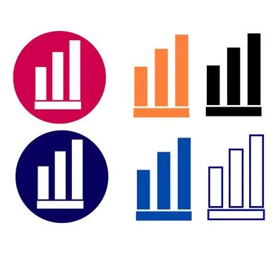 Colorful Bar Chart Icon Set Representing Business Growth, Data Analytics, S.. Stockillustratie