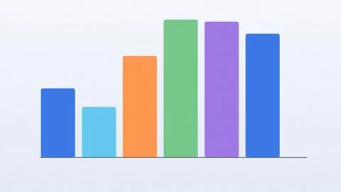 Colorful bar chart with increasing height bars on white background Stock Illustration