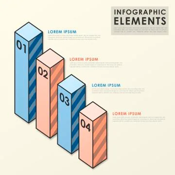 Colorful bar chart infographic elements template Stock Illustration