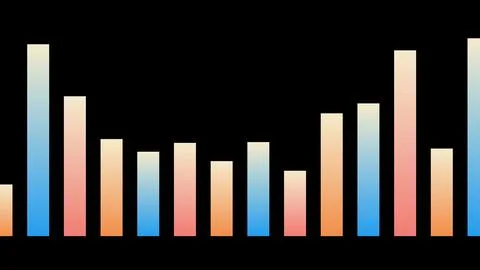 Colorful bar chart showing data analysis on black background Stock Illustration