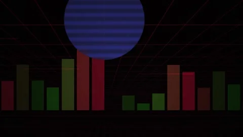 Colorful Bar Graph with Blue Circle. Stock Footage 334678028