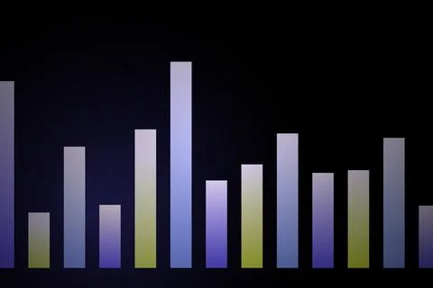 Colorful bar graph with data on a dark background Stock Photos