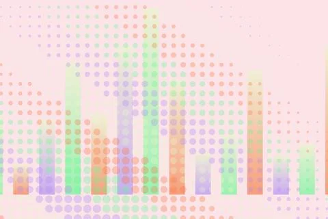 Colorful bar graph with digital data points on pastel background Stock Photos