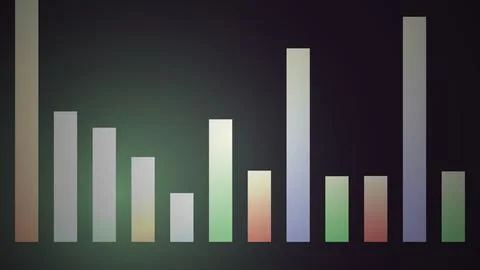 Colorful bar graph showing data analysis in dark background Stockillustratie