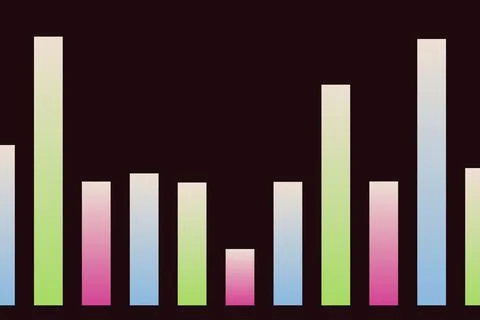 Colorful bar graph showing data in a dark background Stock Illustration