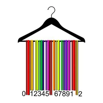 Colorful barcode clothes hanger, vector Stock Illustration