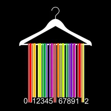 Colorful barcode clothes hanger, vector Stock Illustration