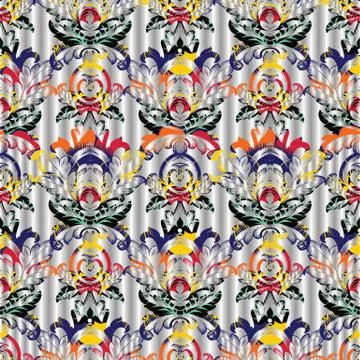 Colorful baroque seamless pattern Stock Illustration