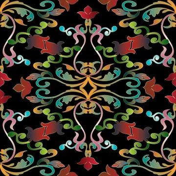 Colorful Baroque seamless pattern. イラスト素材