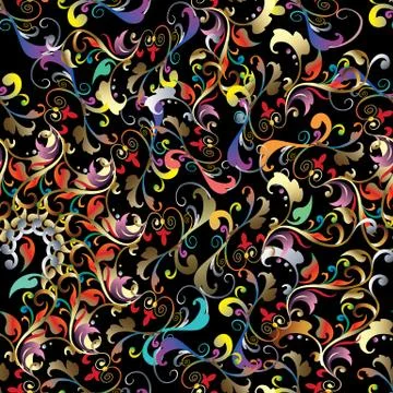 Colorful Baroque seamless pattern. Vector floral damask bright background 스톡 일러스트