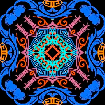 Colorful Baroque vector seamless pattern. Greek key meanders ornament. Abstract Stock Illustration