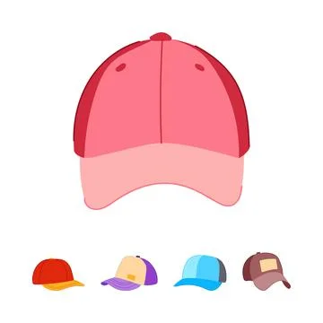 Colorful baseball caps vector illustration for sports apparel design Stock Illustration