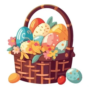 Colorful basket celebrates Easter Stock Illustration