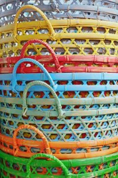Colorful baskets Stock Photos