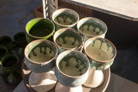 Colorful batch of ceramic vase Stock Photos