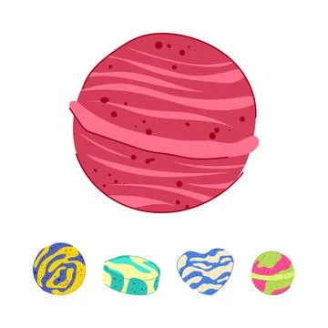 Colorful bath bombs creating a relaxing spa experience Stock Illustration