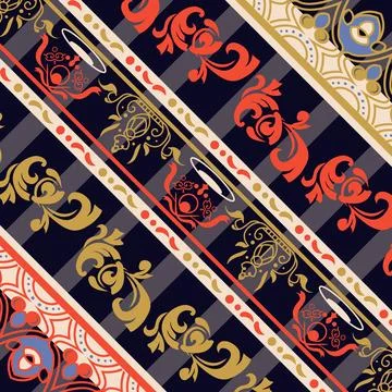 Colorful batik indonesia pattern textile print イラスト素材