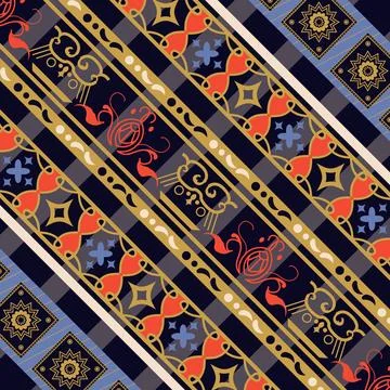 Colorful batik indonesia pattern textile design イラスト素材