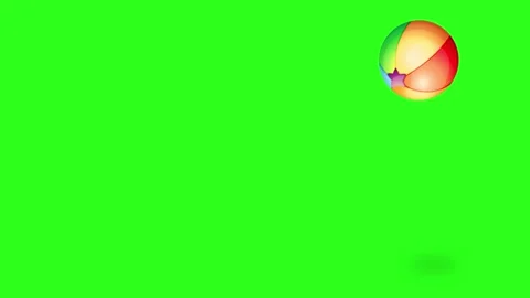 Colorful Beach Ball Bouncing on Green Background Animation Stock Footage 315143536